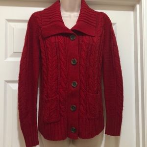EUC St.John’s Bay Red Cardigan Size S